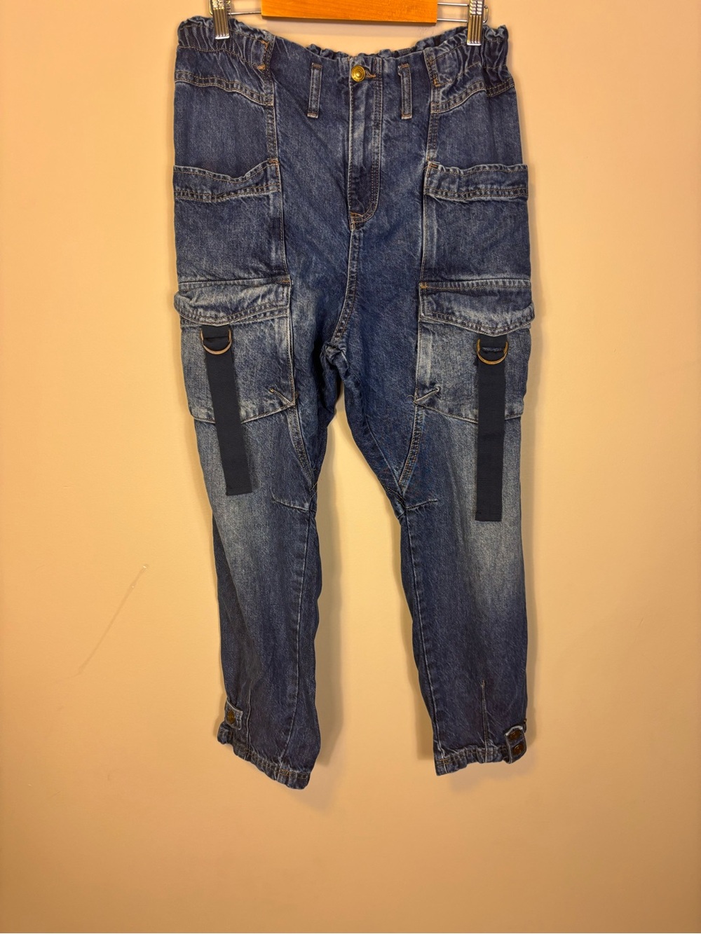 Free People We The Free Cargo Jeans Straps Blue Medium OB1588869